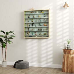 Homcom 7-Tier Wall Display Cabinet W/ Shelves Glass Doors, Rustic Brown - thumbnail 7