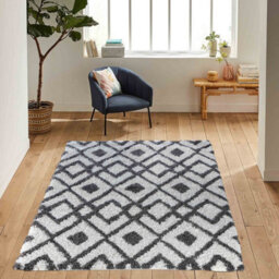 Moroccan Berber Shaggy Rugs Living Room Ikat Dark Cream 200X290 Cm - thumbnail 2