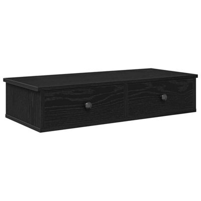 Berkfield Durable Wall Shelf With Drawers Black 80X31X17 Cm Engineered Wood - image 1