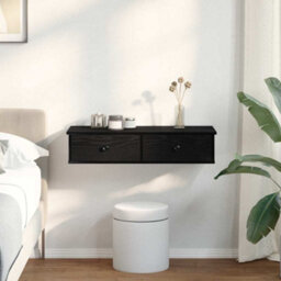 Berkfield Durable Wall Shelf With Drawers Black 80X31X17 Cm Engineered Wood - thumbnail 3