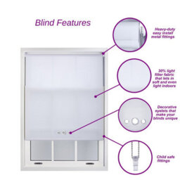 Furnished Roller Blind With Triple Chrome Round Eyelet And Metal Fittings - Blue Daylight Shade (W)210Cm X (L)210Cm - thumbnail 3