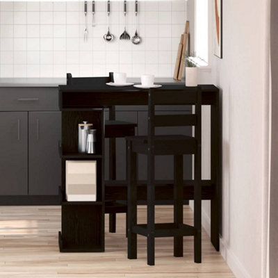 Walplus Bar Table Black Oak 100 X 48 X 101.5 Cm Engineered Wood - image 1