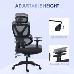 Vinsetto Mesh Office Chair Swivel Desk Chair With Adjustable Height, Black - thumbnail 7