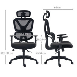 Vinsetto Mesh Office Chair Swivel Desk Chair With Adjustable Height, Black - thumbnail 3