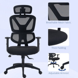 Vinsetto Mesh Office Chair Swivel Desk Chair With Adjustable Height, Black - thumbnail 8