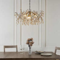 Luminosa Lighting Luminosa Rimini 4 Light Ceiling Pendant Aged Gold Paint & Champagne Lustre Glass - thumbnail 2