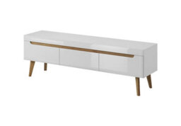 Arte Elegant Nordi Large Tv Cabinet H500mm W1600mm D400mm In White Gloss And Oak Riviera - Stylish Entertainment Solution