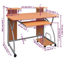 Berkfield Computer Desk Brown 110X52X88.5 Cm Engineered Wood - thumbnail 5