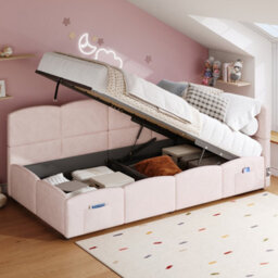 Matteo Pink Velvet Single Daybed With Hydraulic Storage & Usb Charging - 90X190Cm, Ideal For Kids & Guests