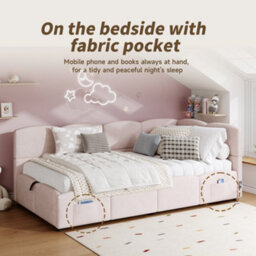 Matteo Pink Velvet Single Daybed With Hydraulic Storage & Usb Charging - 90X190Cm, Ideal For Kids & Guests - thumbnail 5
