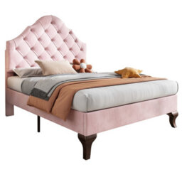Matteo Adjustable Velvet Upholstered Single Bed 90X190 With Slatted Frame And Headboard, Pink - thumbnail 7