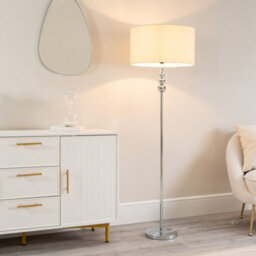 Valuelights Marissa Chrome Stacked Ball Floor Lamp With Cream Shade - Led Bulb Included