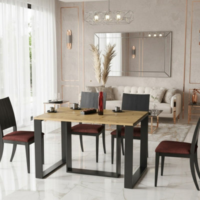 Borys Extendable Dining Table 130 And 210X80 Cm Modern Laminated Table With Black Legs Artisan Oak - image 1