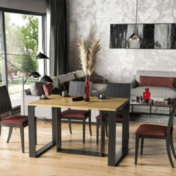 Borys Extendable Dining Table 130 And 210X80 Cm Modern Laminated Table With Black Legs Artisan Oak - thumbnail 2