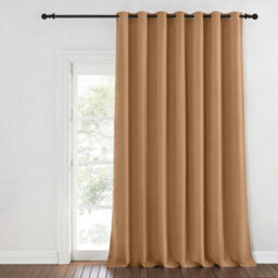 Aspire Homeware Plain Room Darkening Blackout Eyelet Door Curtain Single Panel Beige (W) 168Cm X (D)213Cm With Tie Back - thumbnail 1