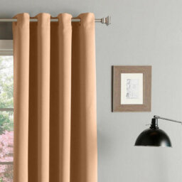 Aspire Homeware Plain Room Darkening Blackout Eyelet Door Curtain Single Panel Beige (W) 168Cm X (D)213Cm With Tie Back - thumbnail 8