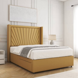 Bsspoke Alina Divan Bed Set Mustard Plush Velvet With 54Inch Headboard  & No Drawers No Mattress In Double King 4Ft 6Ft - thumbnail 2