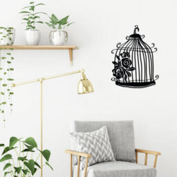 Decortie Modern Metal Wall Art Cage Home Ornament Decorative Minimalist Design Hanging Wall Sculpture, Black - thumbnail 3