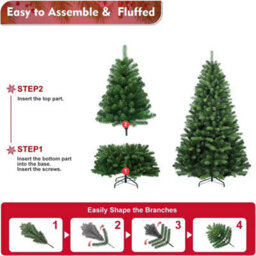 Uetian 5Ft Artificial Green Xmas Tree Small Spruce For Home Office Party Use 600 Pvc Tips Metal Stand No Decoration Added - thumbnail 4
