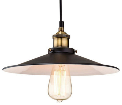 Luminosa Lighting Luminosa Empire 1 Light Dome Ceiling Pendant Black, Antique Brass, E27 - image 1