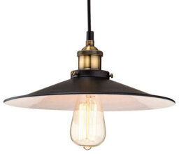 Luminosa Lighting Luminosa Empire 1 Light Dome Ceiling Pendant Black, Antique Brass, E27 - thumbnail 1