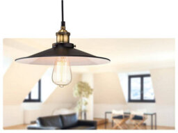 Luminosa Lighting Luminosa Empire 1 Light Dome Ceiling Pendant Black, Antique Brass, E27 - thumbnail 2