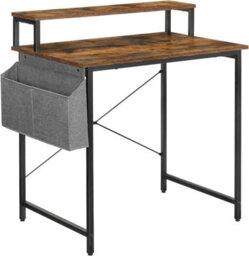 Songmics Computer Desk, Writing Study Desk With Monitor Stand, Fabric Storage Bag, X-Bars, Adjustable Feet, 80 X 55 X 90 Cm - thumbnail 3