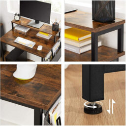 Songmics Computer Desk, Writing Study Desk With Monitor Stand, Fabric Storage Bag, X-Bars, Adjustable Feet, 80 X 55 X 90 Cm - thumbnail 7