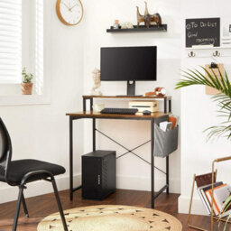 Songmics Computer Desk, Writing Study Desk With Monitor Stand, Fabric Storage Bag, X-Bars, Adjustable Feet, 80 X 55 X 90 Cm - thumbnail 2