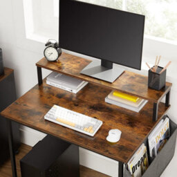 Songmics Computer Desk, Writing Study Desk With Monitor Stand, Fabric Storage Bag, X-Bars, Adjustable Feet, 80 X 55 X 90 Cm - thumbnail 4