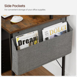Songmics Computer Desk, Writing Study Desk With Monitor Stand, Fabric Storage Bag, X-Bars, Adjustable Feet, 80 X 55 X 90 Cm - thumbnail 5