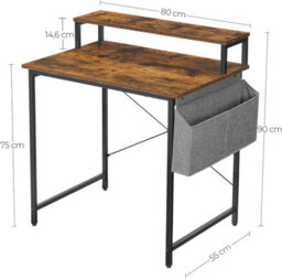 Songmics Computer Desk, Writing Study Desk With Monitor Stand, Fabric Storage Bag, X-Bars, Adjustable Feet, 80 X 55 X 90 Cm - thumbnail 9