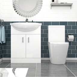 Nes Home 650mm Freestanding Basin Vanity Unit & Rimless Close Coupled Toilet - thumbnail 2