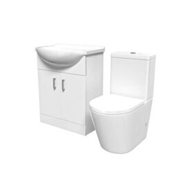 Nes Home 650mm Freestanding Basin Vanity Unit & Rimless Close Coupled Toilet - thumbnail 6