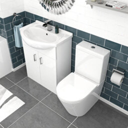 Nes Home 650mm Freestanding Basin Vanity Unit & Rimless Close Coupled Toilet - thumbnail 4