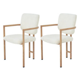 Bouclé Dining Chairs With Metal Legs, Natural Wood Colour, Set Of 2 - thumbnail 6
