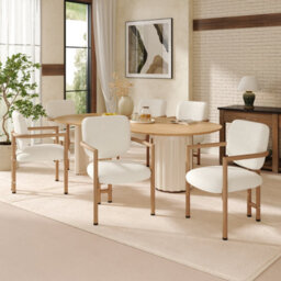 Bouclé Dining Chairs With Metal Legs, Natural Wood Colour, Set Of 2 - thumbnail 3