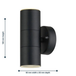First Choice Lighting Set Of 2 Blaze Black Outdoor Up Down Wall Lights - thumbnail 5