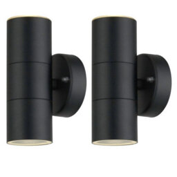 First Choice Lighting Set Of 2 Blaze Black Outdoor Up Down Wall Lights - thumbnail 1