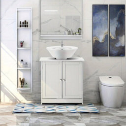 Under Sink Cabinet Bathroom Basin Unit Cupboard Storage Furniture White - thumbnail 6