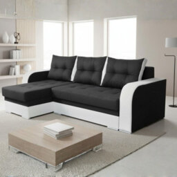 Corner Sofa Bed Sydney Universal Side Sleeping Function Black With White