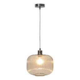 First Choice Lighting Batley Large - Clear Ribbed Glass With Chrome Pendant Fitting - thumbnail 2