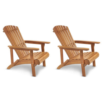 Vonhaus Adirondack Chairs Set Of 2, Outdoor Acacia Wood Garden Chair & Teak Oil Finish, Weather Resistant, Hudson - image 1
