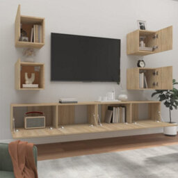 Berkfield 6 Piece Tv Cabinet Set Sonoma Oak Engineered Wood - thumbnail 3