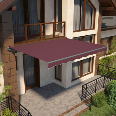 VRUC Garden Sun Shade Canopy Retractable Awning For Outdoor Patio Door Window, 3 X 2.5M Wine Red - image 1