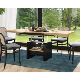 Heze Furniture Lotta 2 In 1 Extending Coffee / Dining Table 120-180Cm - Golden Craft Oak / Black - thumbnail 3
