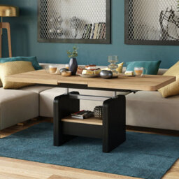 Heze Furniture Lotta 2 In 1 Extending Coffee / Dining Table 120-180Cm - Golden Craft Oak / Black