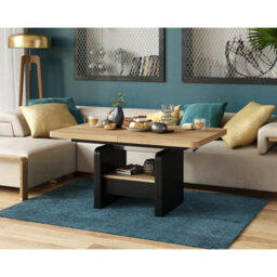 Heze Furniture Lotta 2 In 1 Extending Coffee / Dining Table 120-180Cm - Golden Craft Oak / Black - thumbnail 7