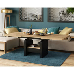 Heze Furniture Lotta 2 In 1 Extending Coffee / Dining Table 120-180Cm - Golden Craft Oak / Black - thumbnail 6