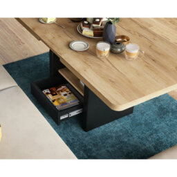 Heze Furniture Lotta 2 In 1 Extending Coffee / Dining Table 120-180Cm - Golden Craft Oak / Black - thumbnail 4